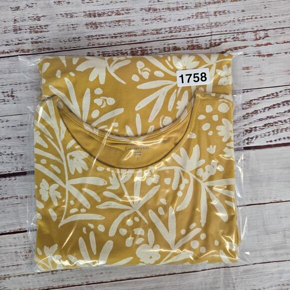 Garnet Hill Midi Dress Sz L Yellow Floral Sleeveless Tencel Spandex Flowy Slits - Picture 13 of 13